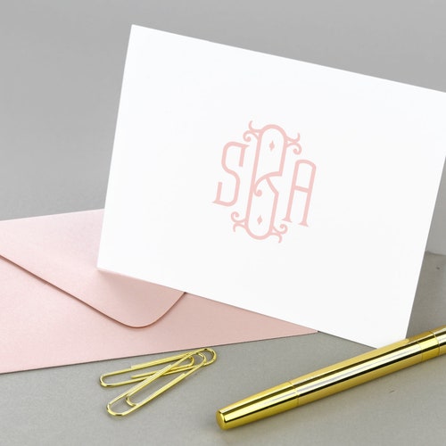 Monogram Stationary Monogrammed Note Card Personalized Note Etsy
