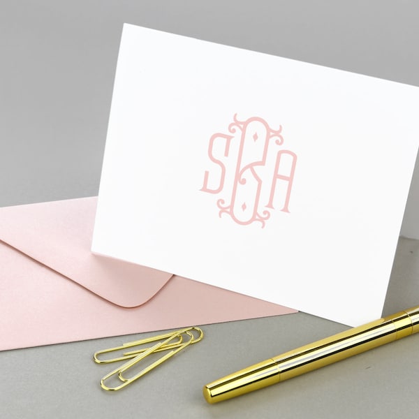 Monogram Embossed Thank You Cards Etsy