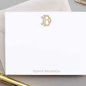 Monogram Stationary Monogrammed Note Card Personalized Note Cards Set, Flat Notecards, Thank You Notes Stationary Simple, Initial Notecards