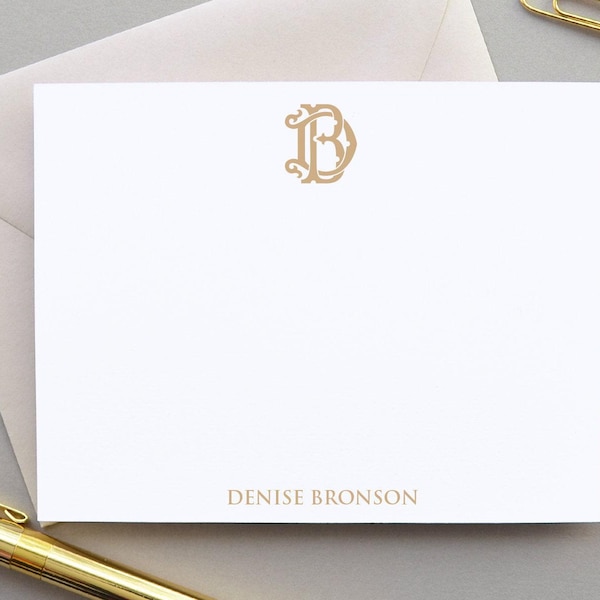 Monogram Stationary, Personalized Note Cards Set, Monogrammed Flat Notecards, Thank You Notes