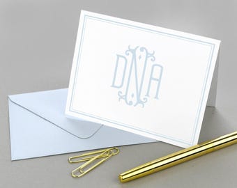 Ensemble de papeterie personnalisé, papeterie personnalisée, ensemble de cartes de correspondance monogrammes, cartes de correspondance pliées, notes de remerciement simples