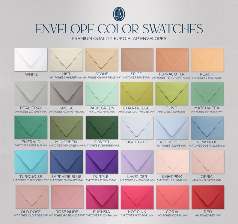 the envelope color swatches are all different colors