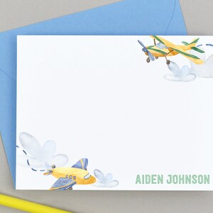 Personalisierte Jungen Stationäre Set, Jungen Briefpapier Flugzeug Stationär, Flugzeug Dankeskarten, Flugzeug Grußkarten Personalisierte Notizen