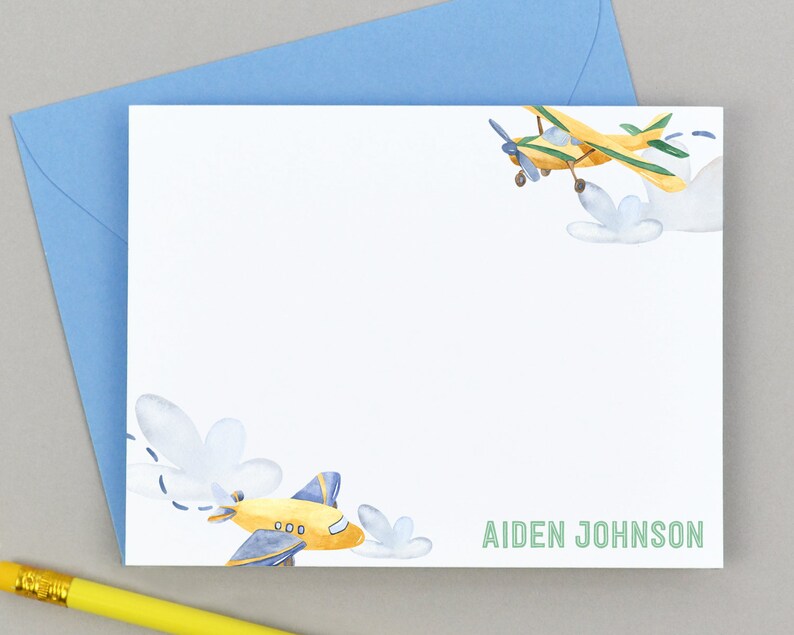 Personalized Boys Stationary Set Boys Stationery Airplane Etsy