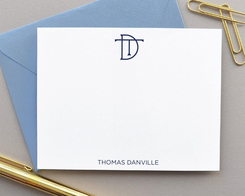 Personalized Stationary for Men, Mens Monogram Stationery, Business Thank You Cards imagen 3