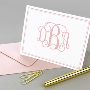 Tarjetas de notas personalizadas con monograma, papelería con monograma, notas de agradecimiento plegadas y tarjetas con iniciales.