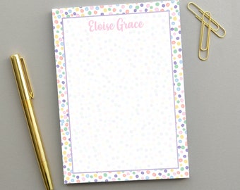 Meisjes gepersonaliseerd notitieblok, gepersonaliseerd kindernotitieblok, meisjes briefpapier gepersonaliseerd briefpapier, regenboog briefpapier, meisjes notitieblok