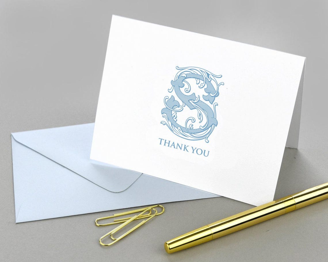 Monogram Stationary Monogrammed Thank You Cards Personalized Note Cards ...