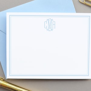 Personalized Monogram Stationary, Custom Monogrammed Note Cards, Wedding Thank You Cards, Light Blue Stationery, Couples Notecard Set