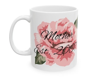 Pink Floral Ceramic Coffee Mug, Personalized Mother's Day Gift