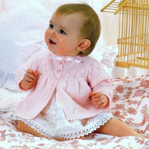 Baby 4ply Matinee Jacket for Sizes 17 to 19 inches  - PDF of Vintage Knitting patterns - Instant Download