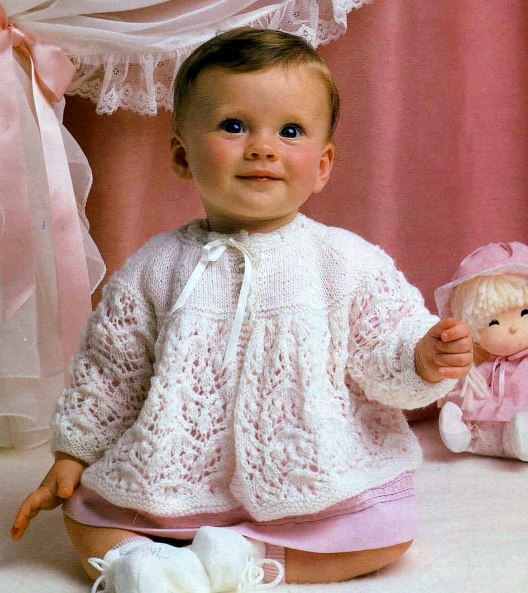 Baby Matinee Jacket in 4 Ply Yarn for 3 Sizes 17 to 19 Inches Etsy UK