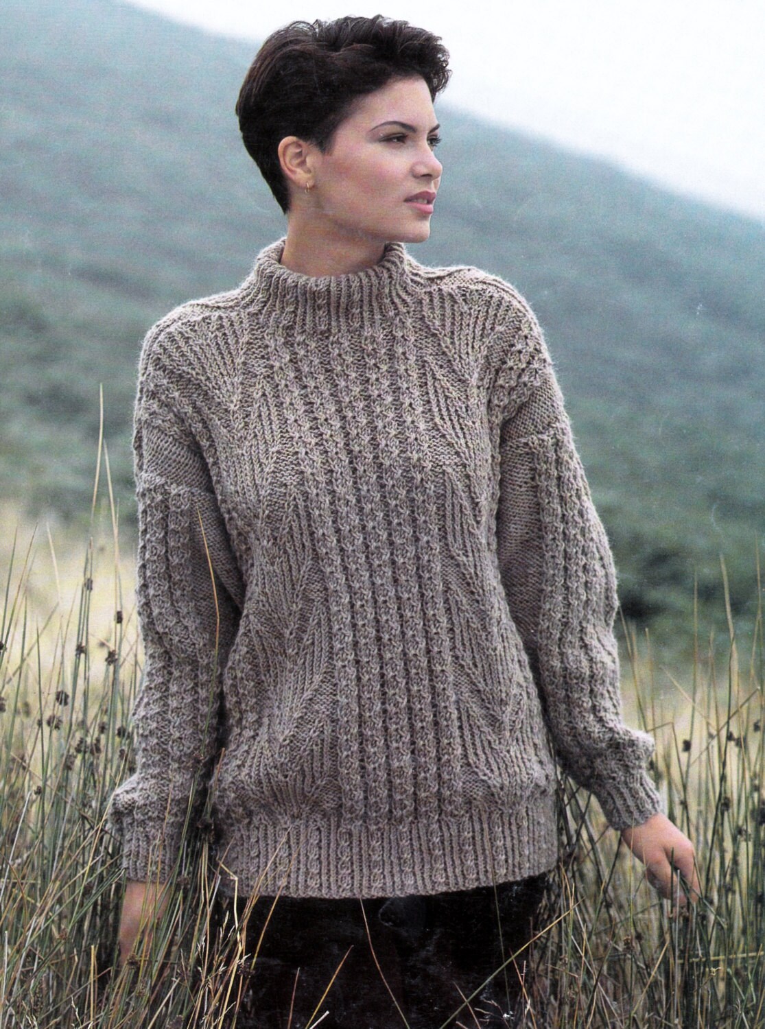Ladies Long Sweater / Jumper in Aran 