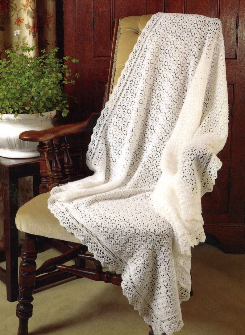 Baby 3 Ply Lace Christening Shawl 48 When Stretched Etsy Australia