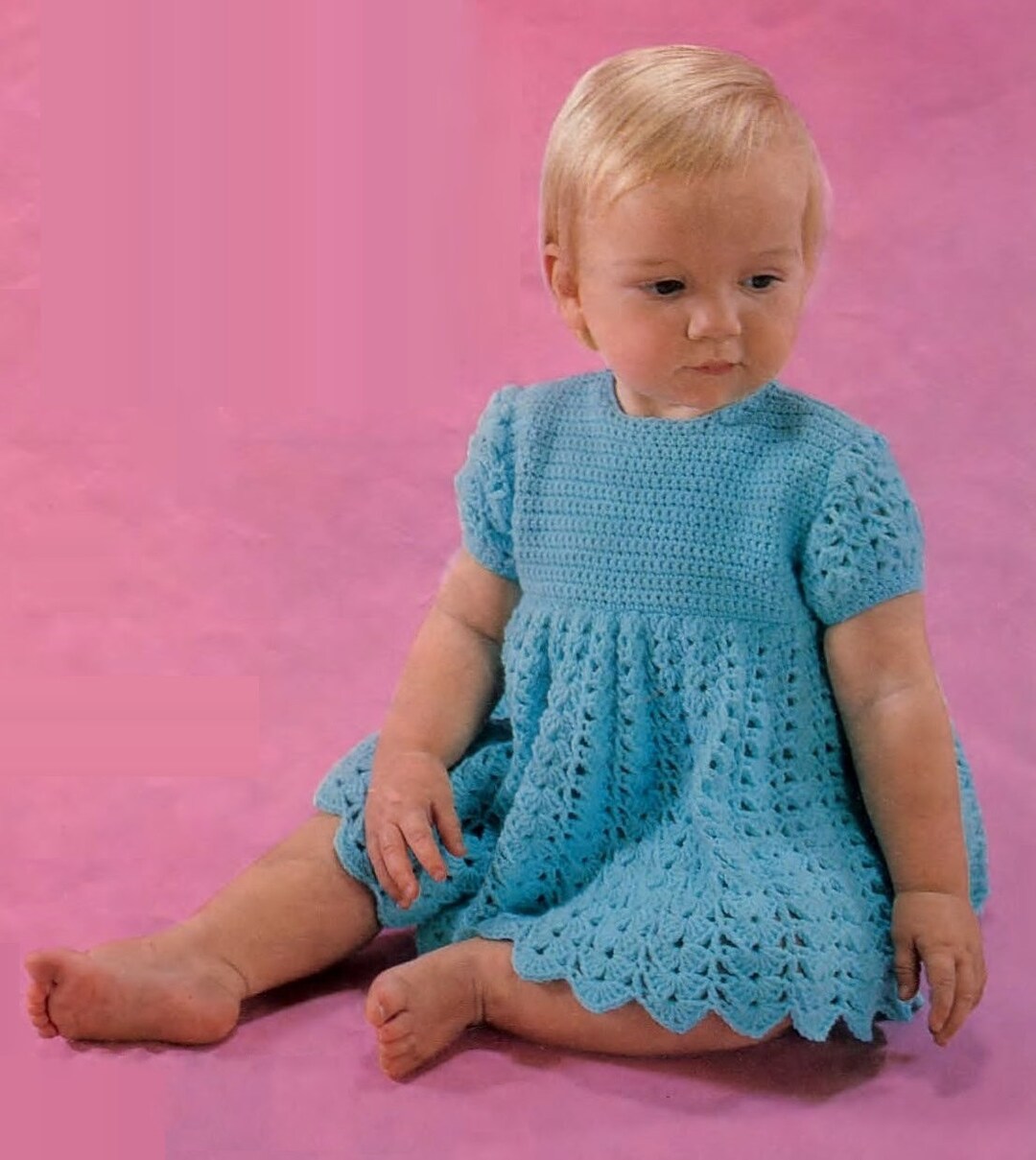 Baby Crochet Dress in 4ply Yarn for Sizes 18 to 24 Ins PDF of - Etsy