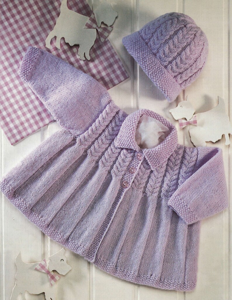 Baby Matinee Jacket and Beanie Hat in 4 Ply Yarn for Sizes 16 Etsy