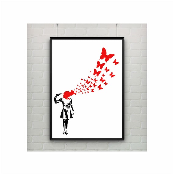 A4 Street Art BANKSY Poster BUTTERFLY SUICIDE A2 A3 Home Wall Print A1