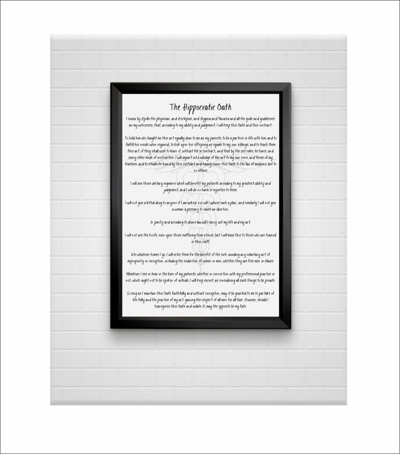 The Hippocratic Oath large typography extra large poster on | Etsy