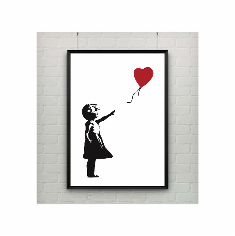 Banksy Girl with Balloon Red Balloon Poster Print Childrens Wall Art A3 A4 Size