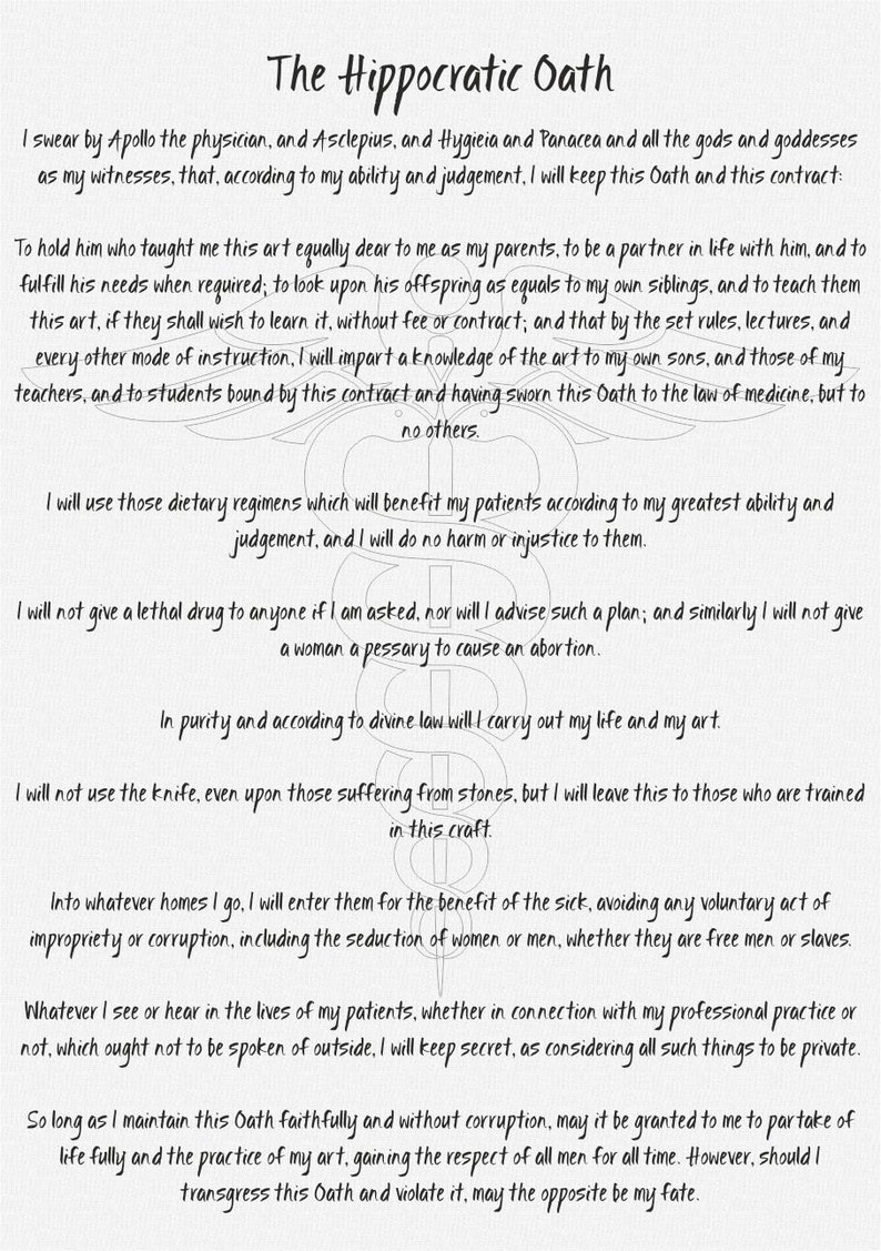 The Hippocratic Oath large typography extra large poster on | Etsy
