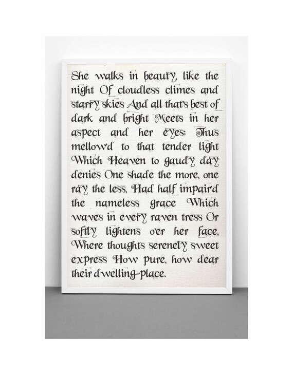 Lord Byron Art Print camina en belleza poema Foto Poster Regalo