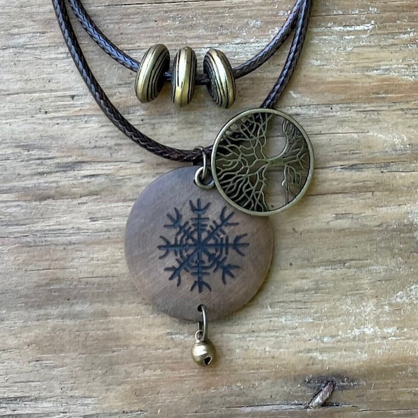 Lebensbaum Wikinger Fibel Kette Schürzen Freya Yggdrasil, Schmuck des Nordens, Vegvisir Aegishjalmur Perlen Damen Mjölnir Thorshammer