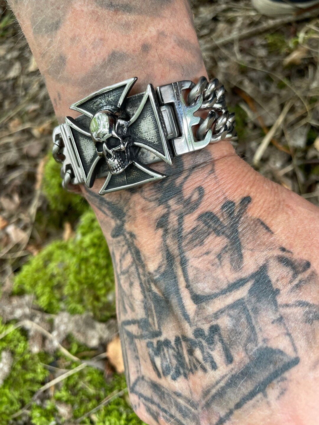 Iron Cross Bracelet Biker Harley Jewelry Rockabilly Unique Gothic ...