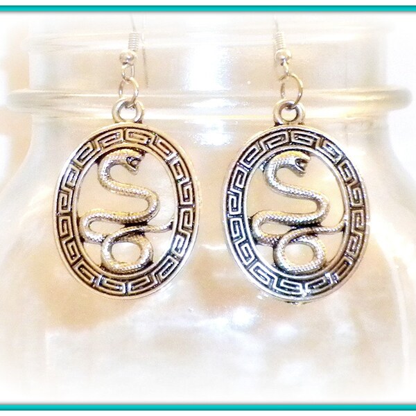 USE Coupon Code Above!  Frame Coiled Snake Earrings, Sterling Silver French Wires