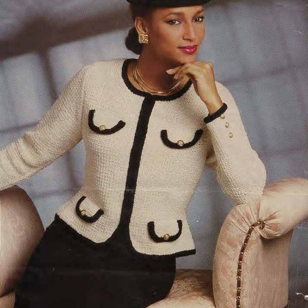 Vintage  Lady's Classic Chanel-style Jacket Crochet  Pattern