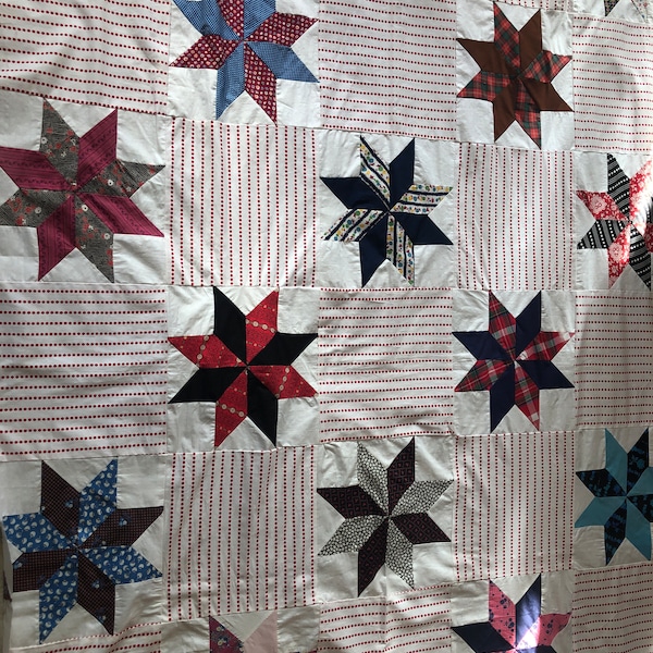 SALE - Antique LeMoyne Star Quilt Top, New England