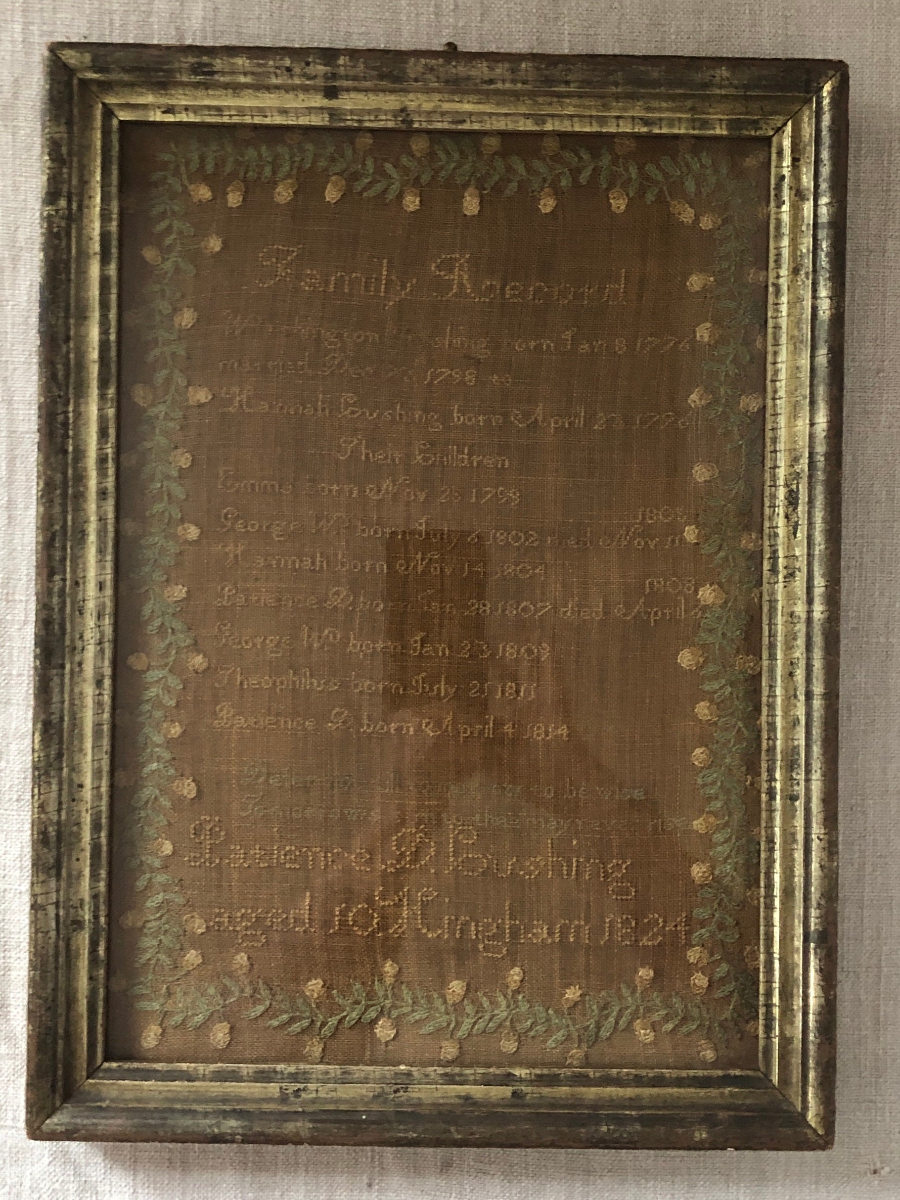Rare Hingham MA Needlework Family Record Cushing Family Etsy