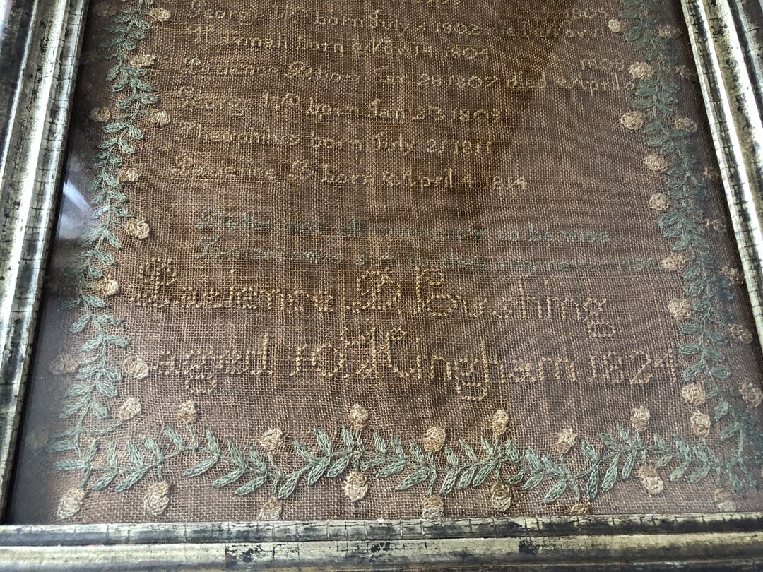 Rare Hingham MA Needlework Family Record Cushing Family Etsy