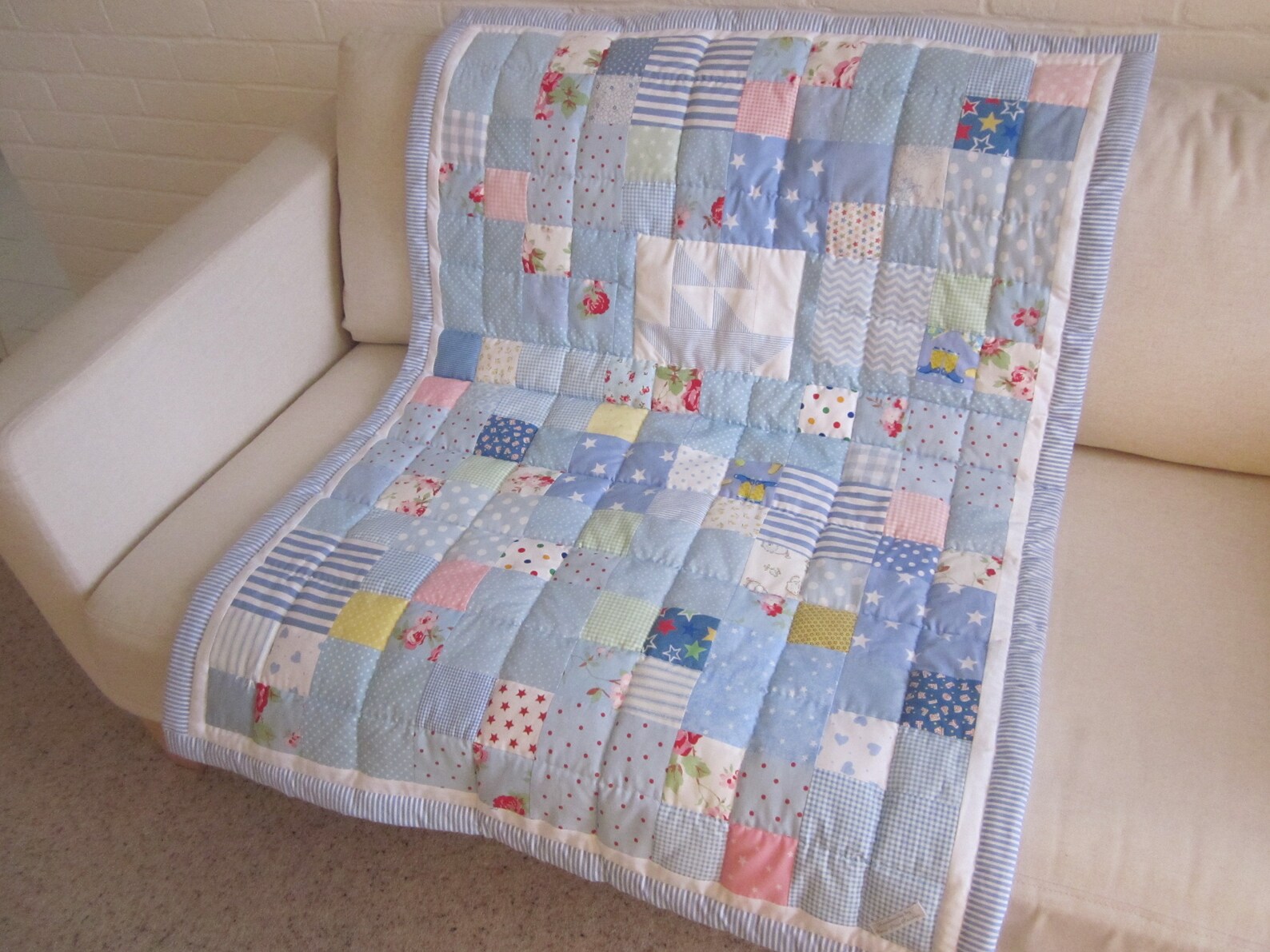 Handmade Patchwork Cot Quilt Etsy