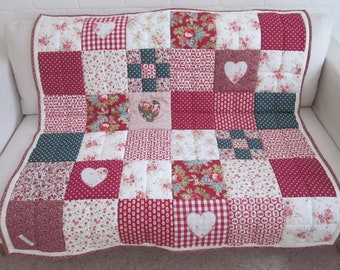 Handmade, Hand Quilted Patchwork Lap Quilt - Throw