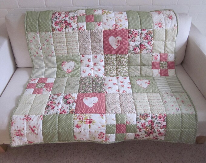 Handmade, Hand Quilted Patchwork Lap Quilt - Throw - Etsy