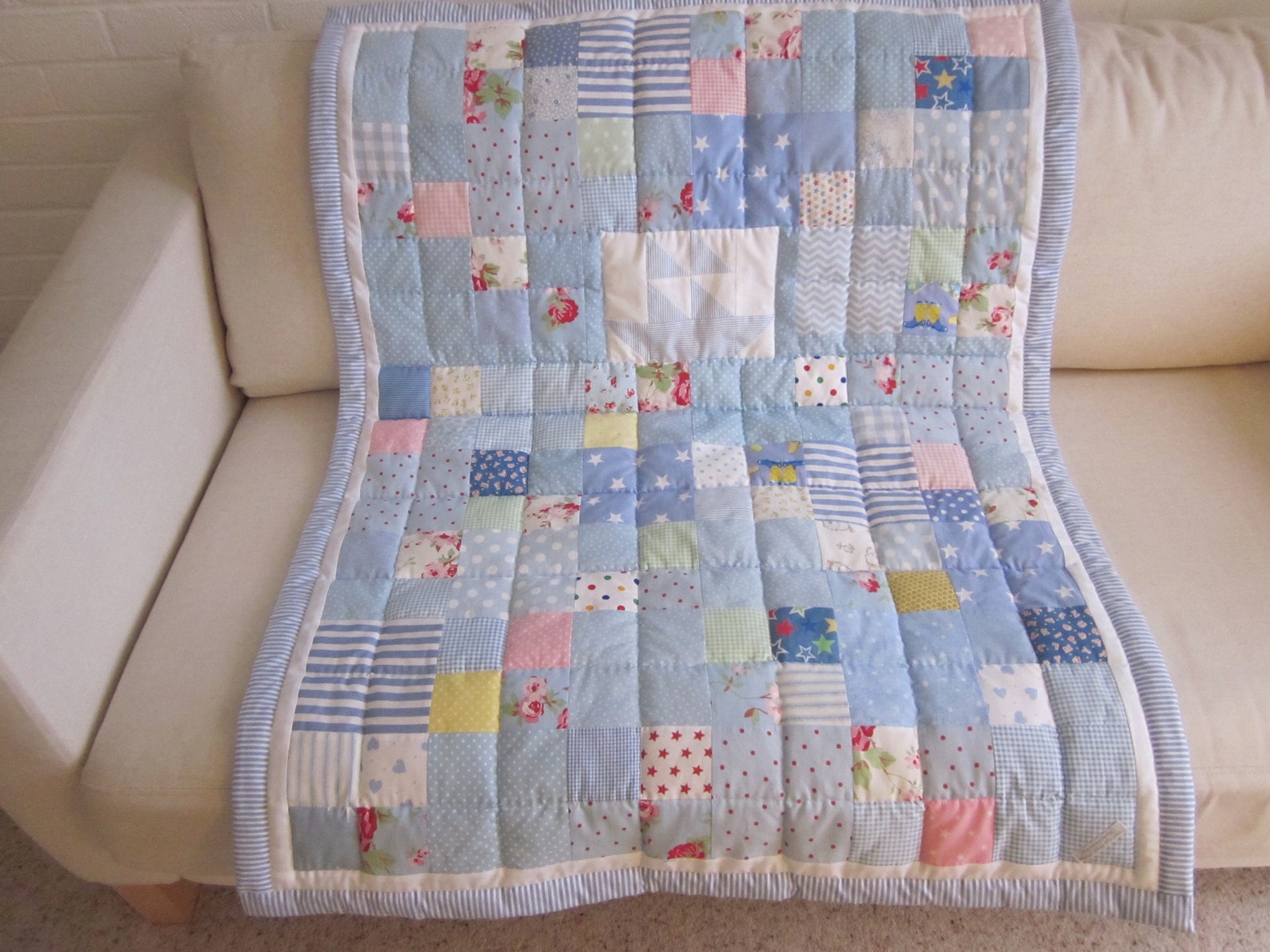 Handmade Patchwork Cot Quilt Etsy