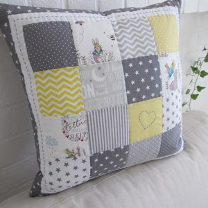 Handmade - hand quilted  Patchwork Cushion Cover 40cm x 40cm