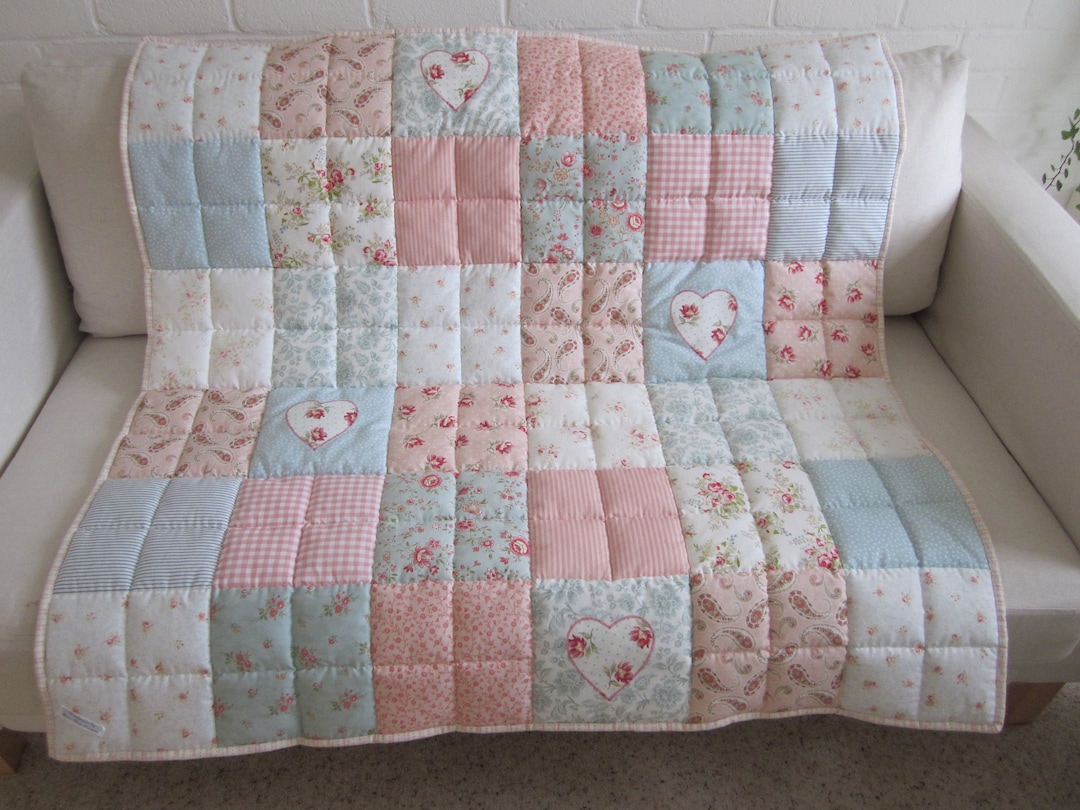 Handmade Shabby Chic Patchwork Lap Quilt Throw - Etsy