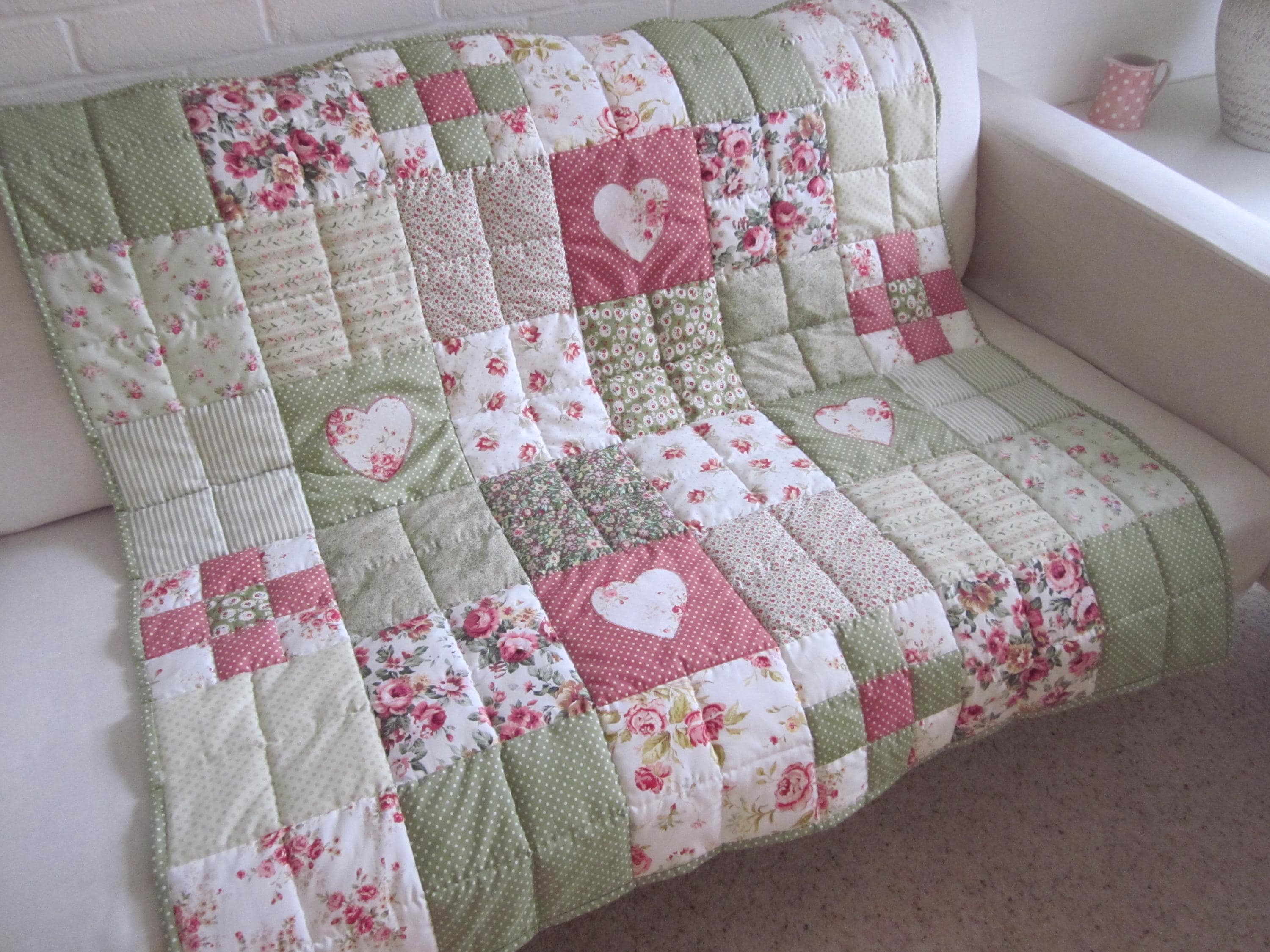 Handmade, Hand Quilted Patchwork Lap Quilt - Throw - Etsy