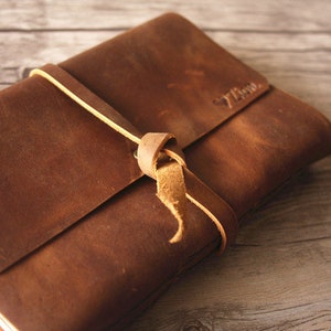 Diario di pelle personalizzato, quaderno da scrittura fatto a mano per gli uomini, taccuino personalizzato in pelle da donna, carta foderata Grande album di ritagli di pelle
