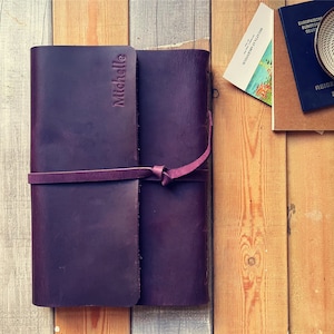 Weihnachtsgeschenke Lila Benutzerdefiniertes Ledergebundenes Journal, handgemachtes Scrapbook-Journal, Leder-Notizbücher, gefüttertes oder leeres Lederjournal A4 B5 A5