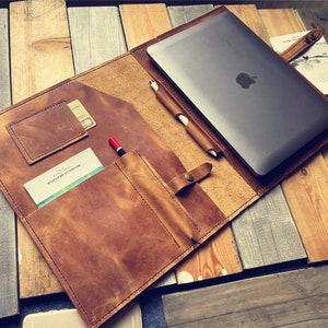 Carpeta de cartera de cuero con cremallera Padfolio personalizado Carpeta para hombres, soporte para documentos, bolsa de bloc de notas legal Regalos de viaje Organizador de cuadernos Mujeres