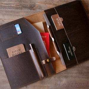 Personalized Leather Portfolio Organizer: Handmade Document Holder Padfolio