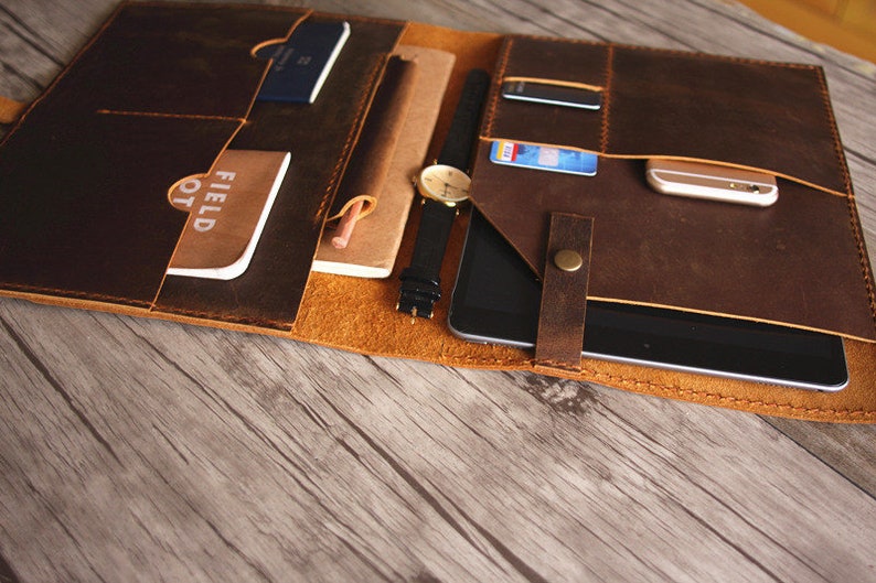 Leather Portfolio Case Personalized Padfolio A4 Mens Folder Etsy
