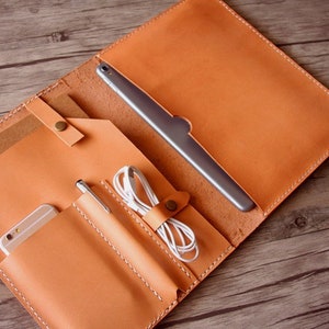 Leather MacBook Cover, Personalized Laptop Case 13 inch Portfolio Bag, Custom MacBook Pro 15 Cover, HP, Dell, Lenovo Laptop Case 14