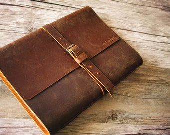 Gepersonaliseerde leren dagboek: handgemaakt vintage gebonden notitieboekje