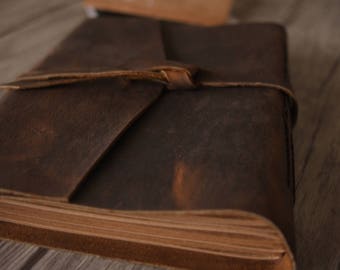 Handmade Leather Photo Album: Rustic Wedding Guestbook Scrapbook