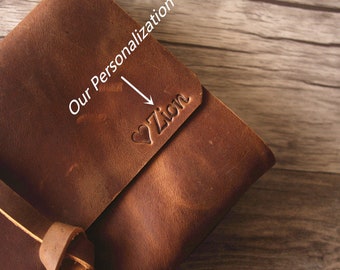 Embossing on leather journal initials or personalization service from eLeatherDesign - Service ONLY