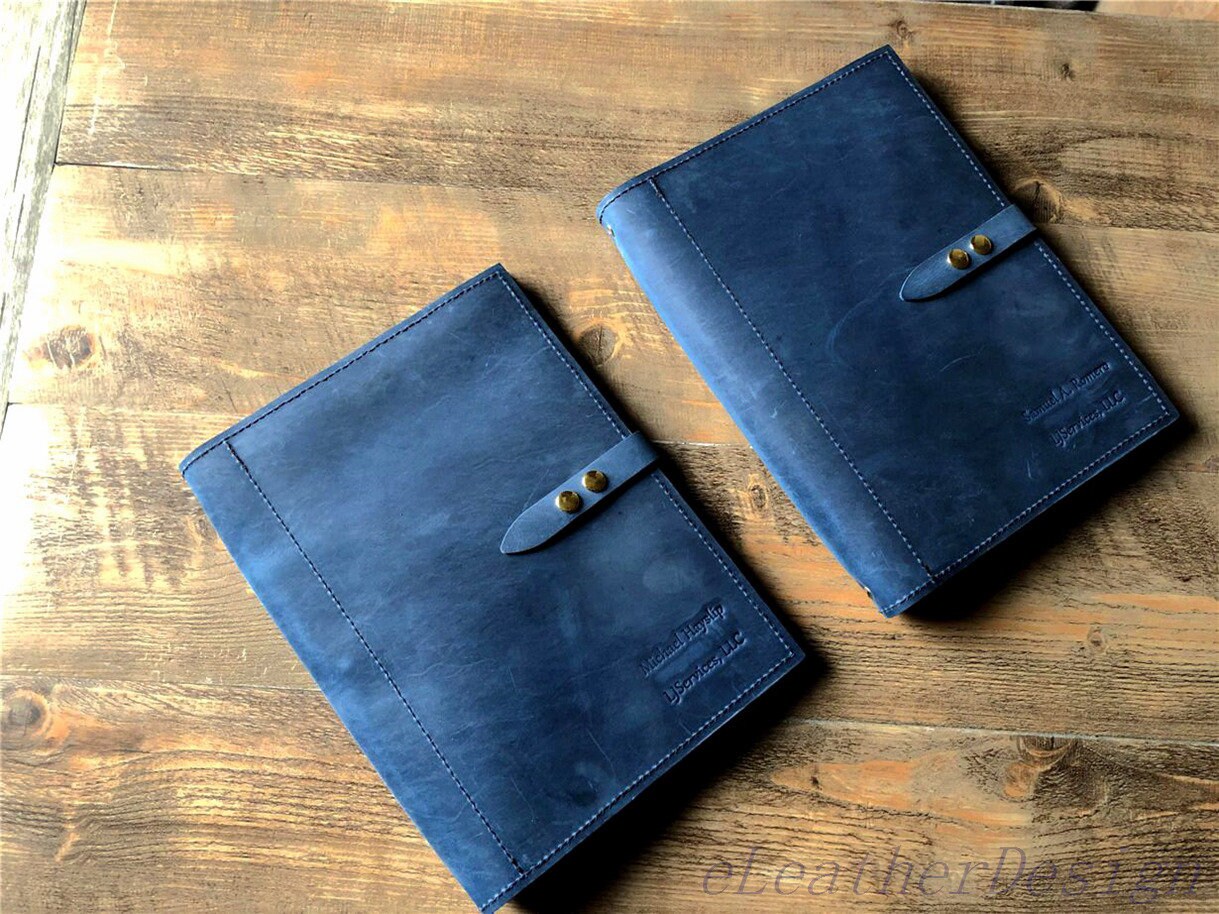 Zippered Leather Portfolio Binder Personalized Padfolio Mens Etsy