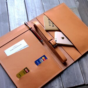 Custom Leather Portfolio Organizer: Vintage Brown Padfolio